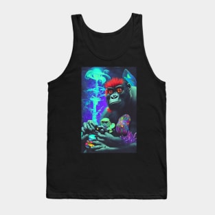 crazy gorilla playing playstation Tank Top